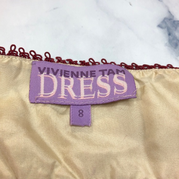 Vivienne Tam DRESS Red Silk Lace Yoke Shift Dress - Picture 5 of 8